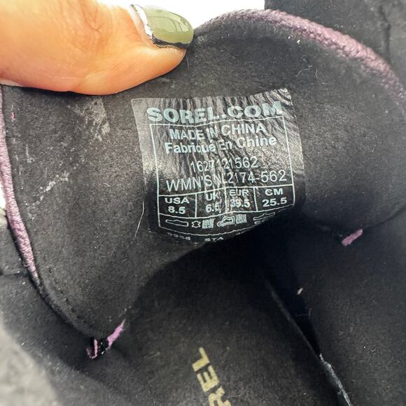 Sorel PDX Lace up Wedge Lexie Wedge Maroon Black Leather Canvas - Picture 5 of 5